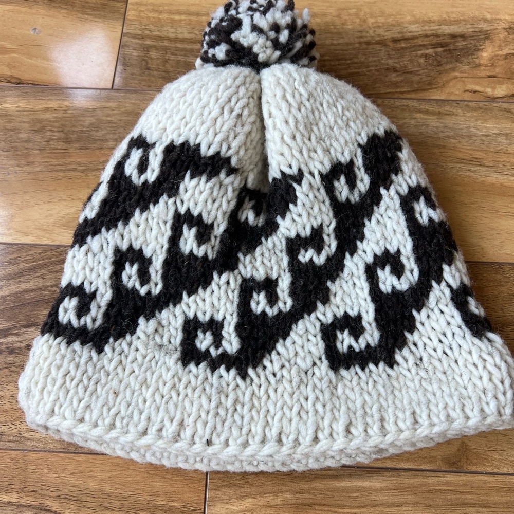 Cowichan Hand-knit Virgin Wool Hat Beanie cottage core Hiking  Canadian Native